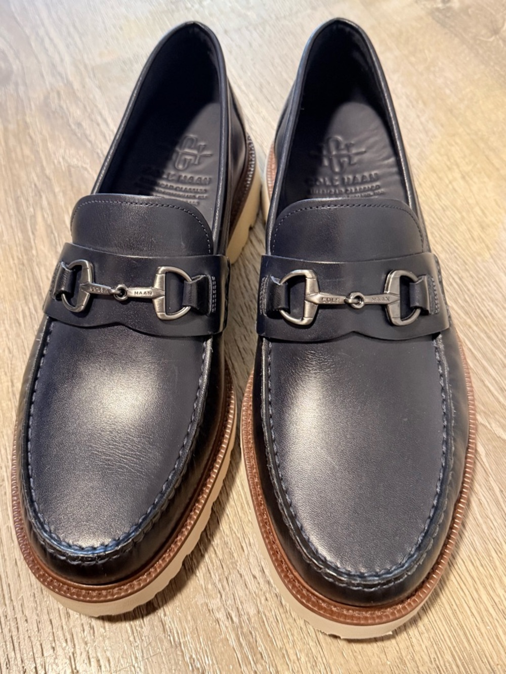 Cole Haan Navy Leather Horsebit Loafers Size 9.5